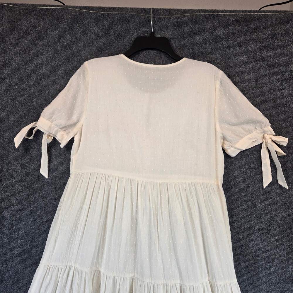 Madewell Cream Tiered Midi Dress with Tie Sleeves - Picture 15 of 16